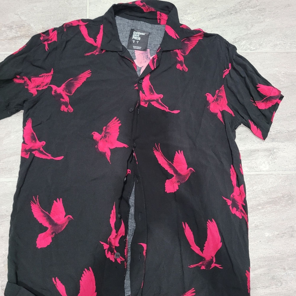 Men's Cuidado con el Perro Button up short sleeve, 🔥 design, excellent!